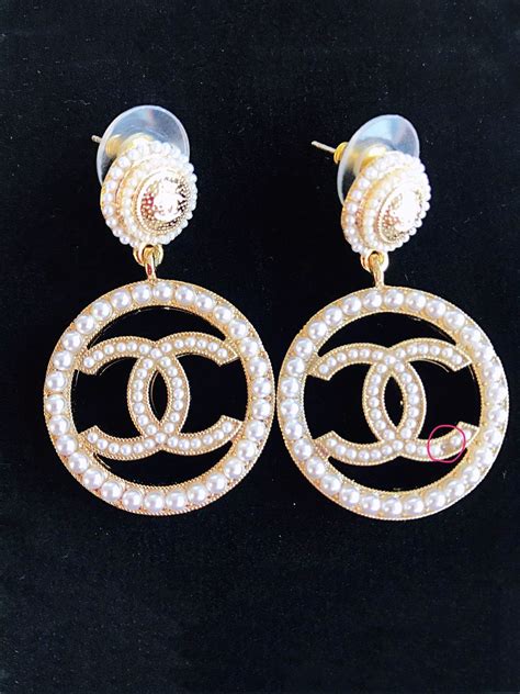 chanel pearl cc earrings|chanel cc earrings real.